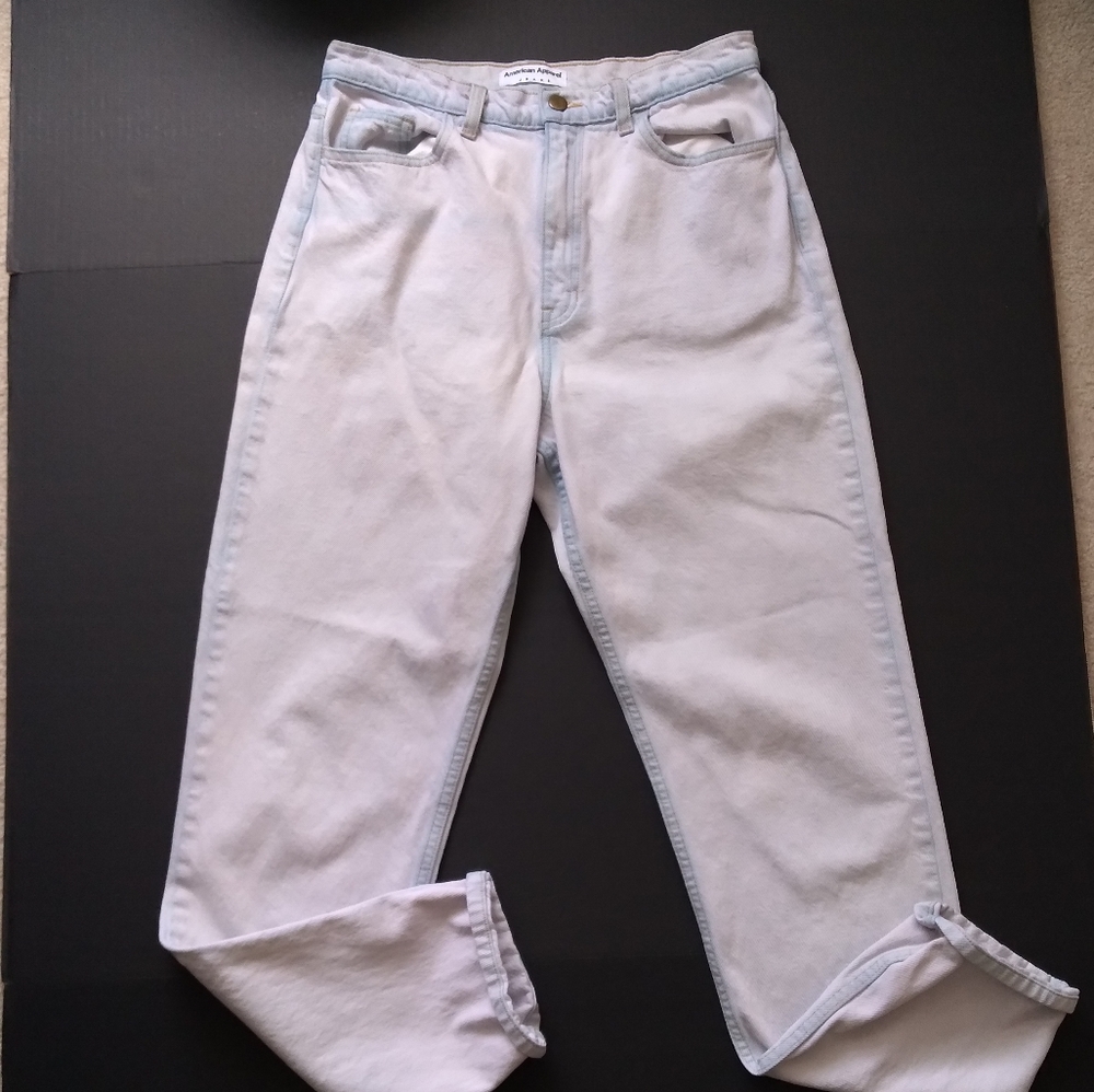 AMERICAN APPAREL high rise Mom Jeans light wash made in USA denim